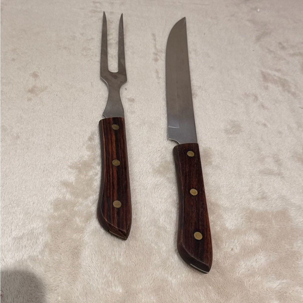 Vintage Rogers High Carbon Stainless Carving Knife and Fork (Japan)